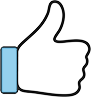 The image displays a stylized graphic of a thumbs-up symbol, which is commonly used to indicate approval or agreement.